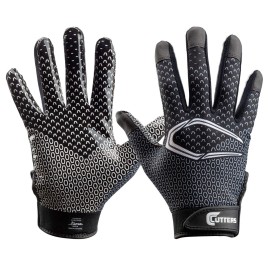 Cutters Game Day Receiver Glvs Youth S/M, Black Fade