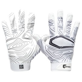 Cutters Football Receiver Gloves - Game Day, White Topo Design, Superior Grip and Comfort for Peak Performance