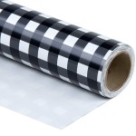 WRAPAHOLIC 30 Inch Plaid Wrapping Paper Roll - Black and White Plaid Design for Birthday, Holiday, Party, Wedding, Baby Shower Packing - 30 inch x 33 feet