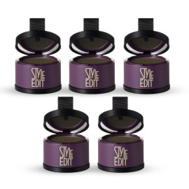 Root Touch Up Powder By Style Edit (5 Pack) to Cover Up Dark Roots and Grays Between Salon Visits, Water Resistant, Non-Sticky, Compact And Mess-Free, Black Hair Color (Total of 5)