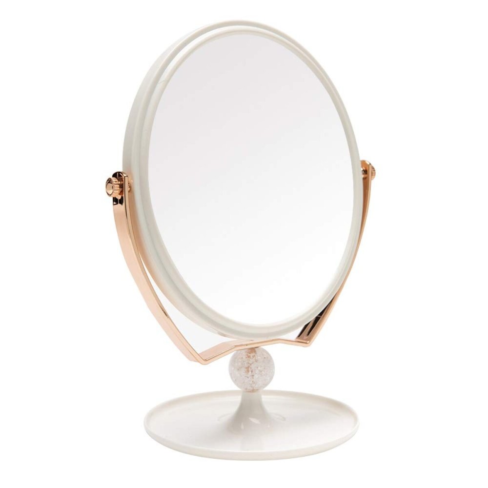 YEAKE Magnifying Makeup Vanity Mirror,ABS Plastic Double Sided 3X Magnification 360Swivel Beauty Make Up Mirror Cosmetic Table Desk Mirror 8 Oval