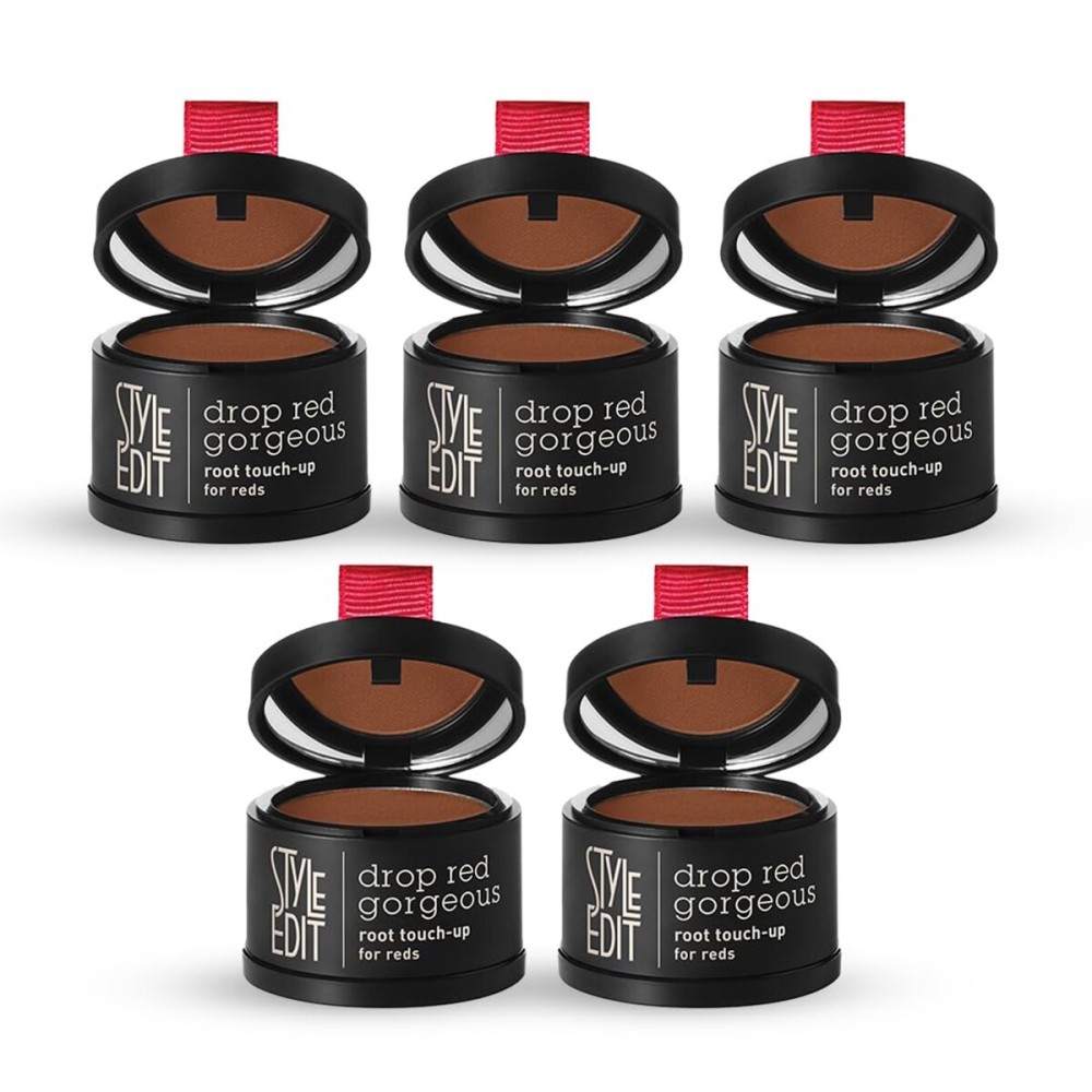 Style Edit Root Touch Up Powder (5 Pack) to Cover Up Dark Roots and Grays Between Salon Visits, Water Resistant, Non-Sticky, Compact And Mess-Free, Medium Red Hair Color (Total of 5)