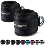 Fitgriff Ankle Straps V1 for Cable Machine (2 Pieces) - Gym Workout Equipment - Leg Pulley Attachment, Kickback Straps (Camo-Black)