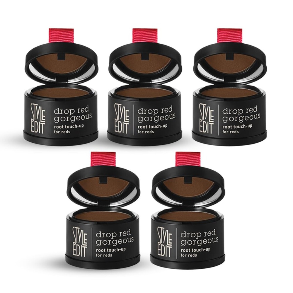 Style Edit Root Touch Up Powder (5 Pack) to Cover Up Dark Roots and Grays Between Salon Visits, Water Resistant, Non-Sticky, Compact And Mess-Free, Dark Red Hair Color (Total of 5)