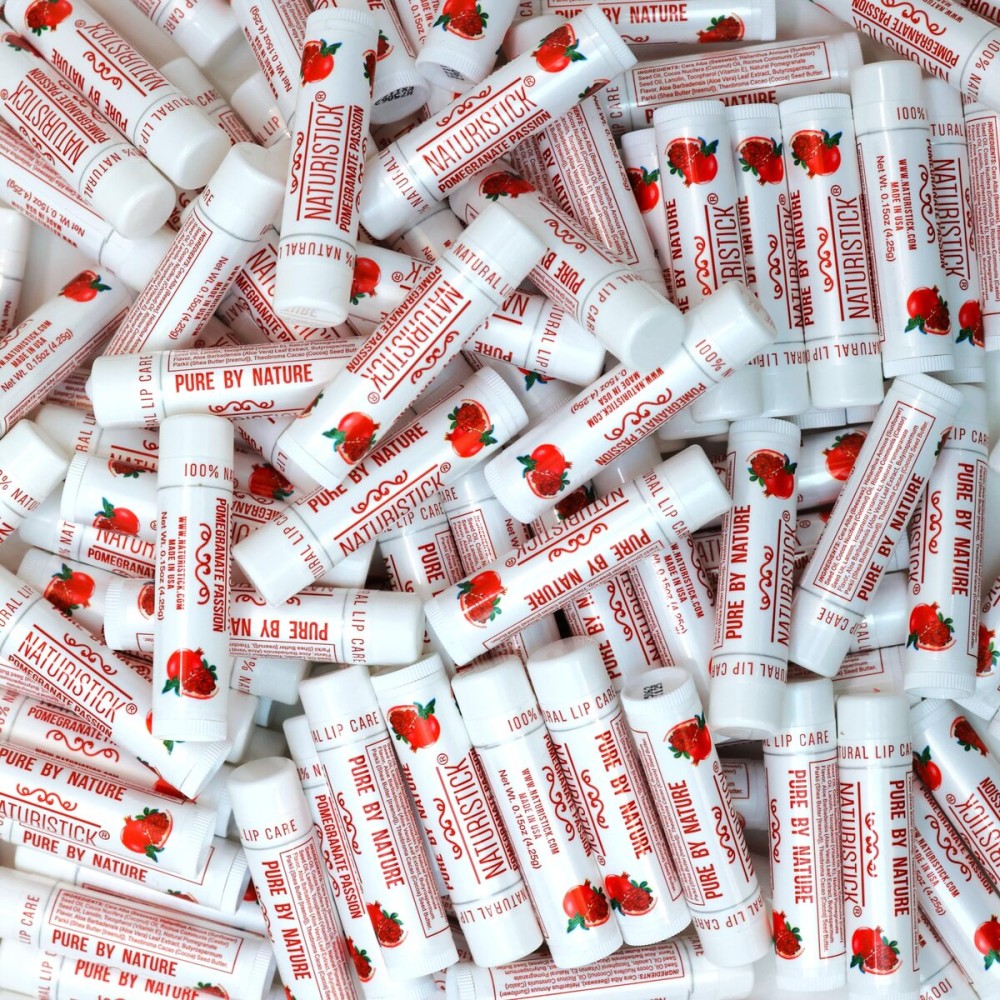 150-Pack Lip Balm in Bulk by Naturistick. Pomegranate Scent. 100% Natural Ingredients. Best Beeswax Chapstick for Dry, Chapped Lips. Made in USA