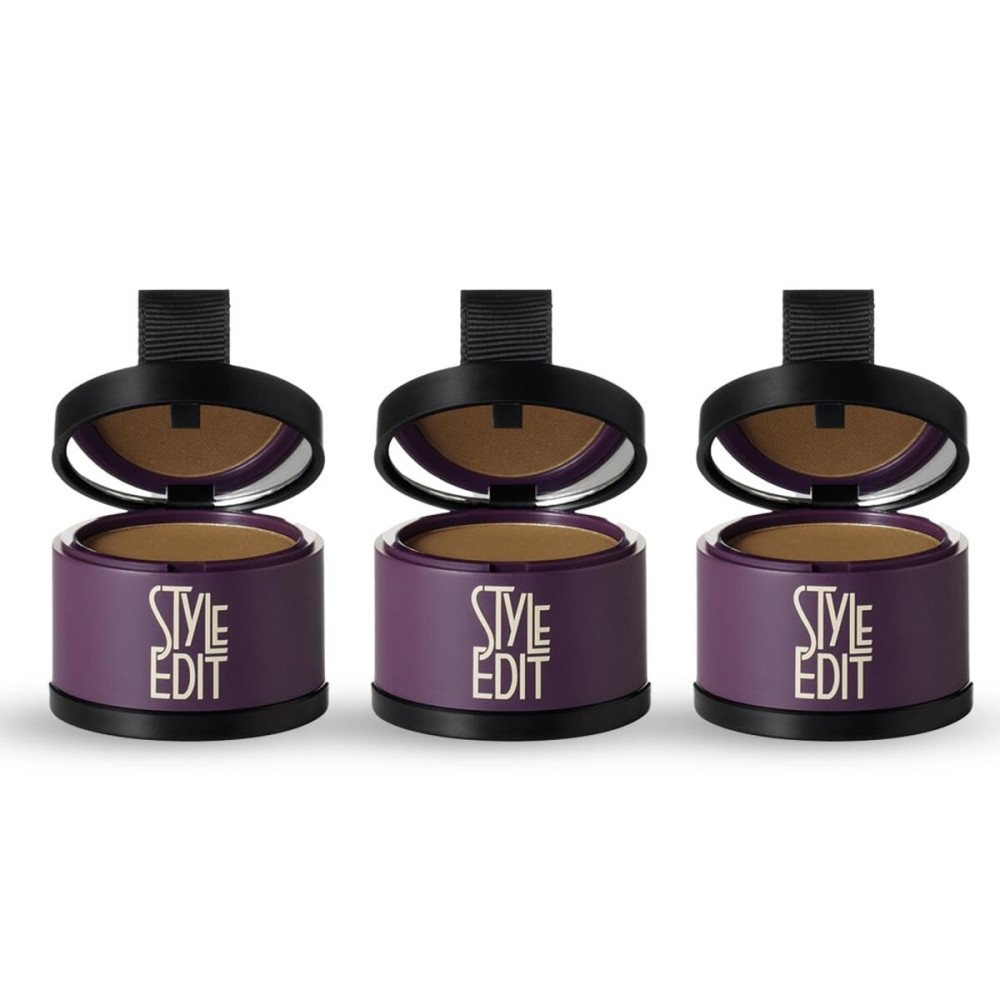 Style Edit Root Touch Up Powder, to Cover Up Dark Roots and Grays Between Salon Visits, Water Resistant, Non-Sticky, Compact And Mess-Free, Light Brown Hair Color (Pack of 3)