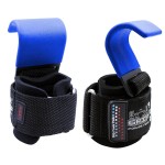 Heavy Duty PRO Metal Lifting Steel Hooks Best Power Weightlifting Set of 2 Premium Thick Padded Workout Hook Gloves (Women-Wrist Size Small/Medium, Classic Blue)