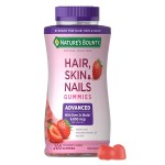 Nature\'s Bounty Optimal Solutions Advanced Hair, Skin, Nails, 2X Biotin, 200 Strawberry Gummies