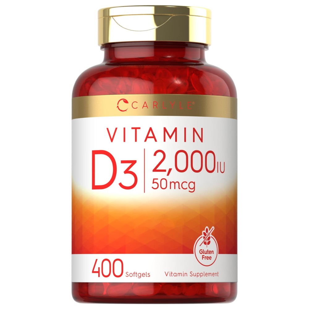 Carlyle Vitamin D3 2000IU Softgels | 400 Count | Non-GMO, Gluten Free Formula | 50 mcg | Vitamin D Supplement