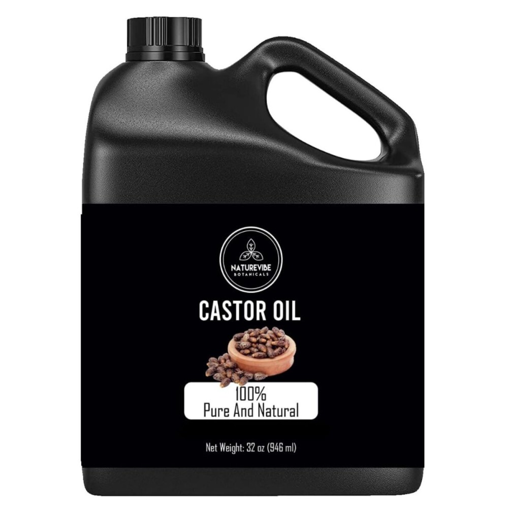 Naturevibe Botanicals Castor Oil 32 Ounces | 100% Pure and Natural | Great for Skin Care and Hair Care | Hexane Free Unrefined Oil for Enhanced Eyebrows and Eyelashes 32 Fl Oz | 946ml