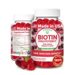 Lunakai USA Made Biotin Gummies 5000mcg with Vitamin C & E - Delicious Hair Skin Nails Vitamins for Women, Non-GMO, Hair Growth Supplement, 60 Ct