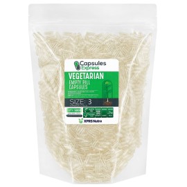 XPRS Nutra Size 3 Empty Capsules - 5000 Count Clear Empty Vegan Capsules - Vegetarian Empty Pills - DIY Vegetable Capsule Filling - Veggie Pill Caps
