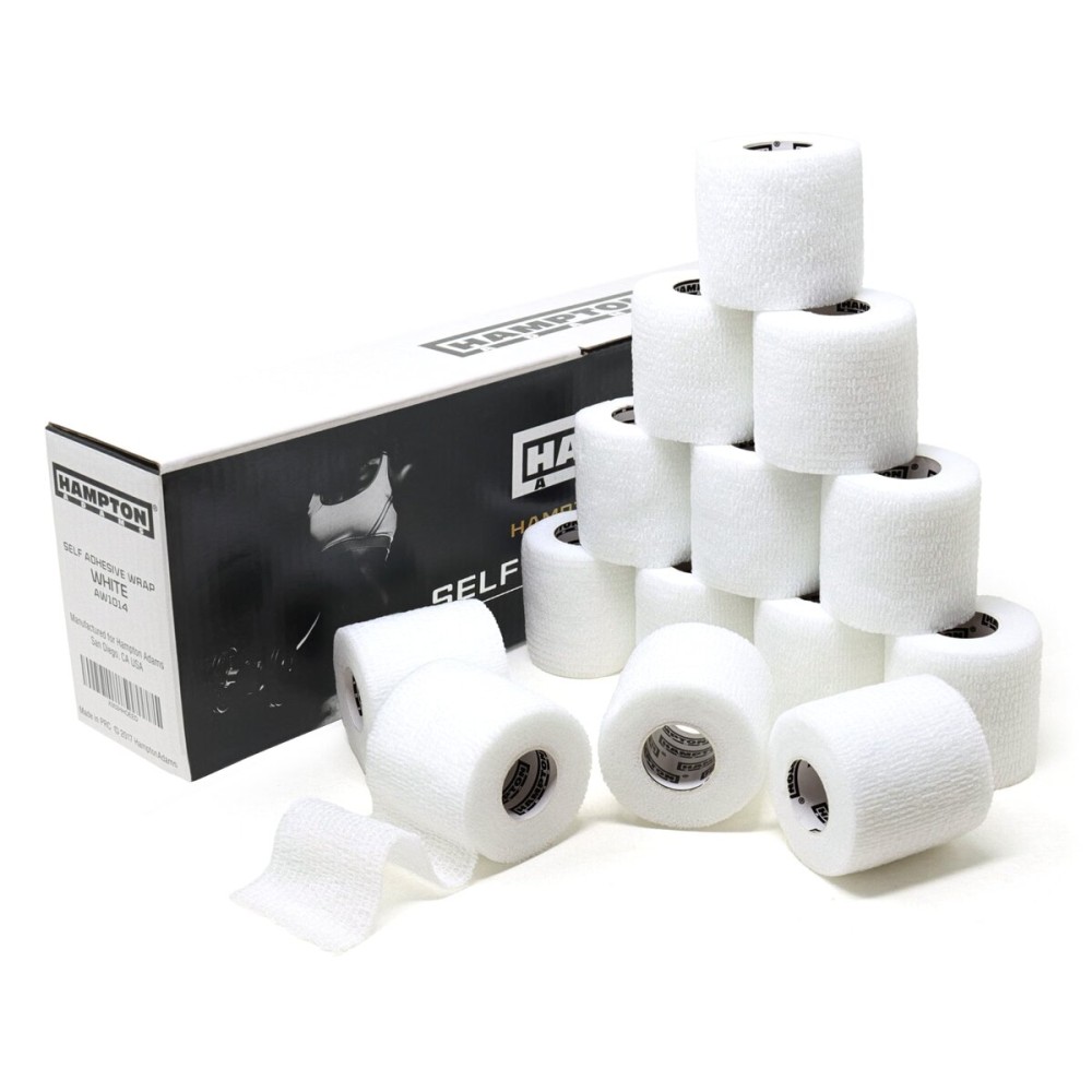 Hampton Adams | As Seen on Shark Tank | Self Adhesive Bandage Wrap (14-Pack) | 15ft | Pet Safe | Breathable Athletic Elastic Cohesive Bandage for Sports Injury Ankle Knee Wrist sprains (White)