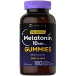 Carlyle Melatonin Gummies 10mg | 180 Count | Adult Drug Free Aid | Berry Flavor | Vegan, Non-GMO, Gluten Free Supplement