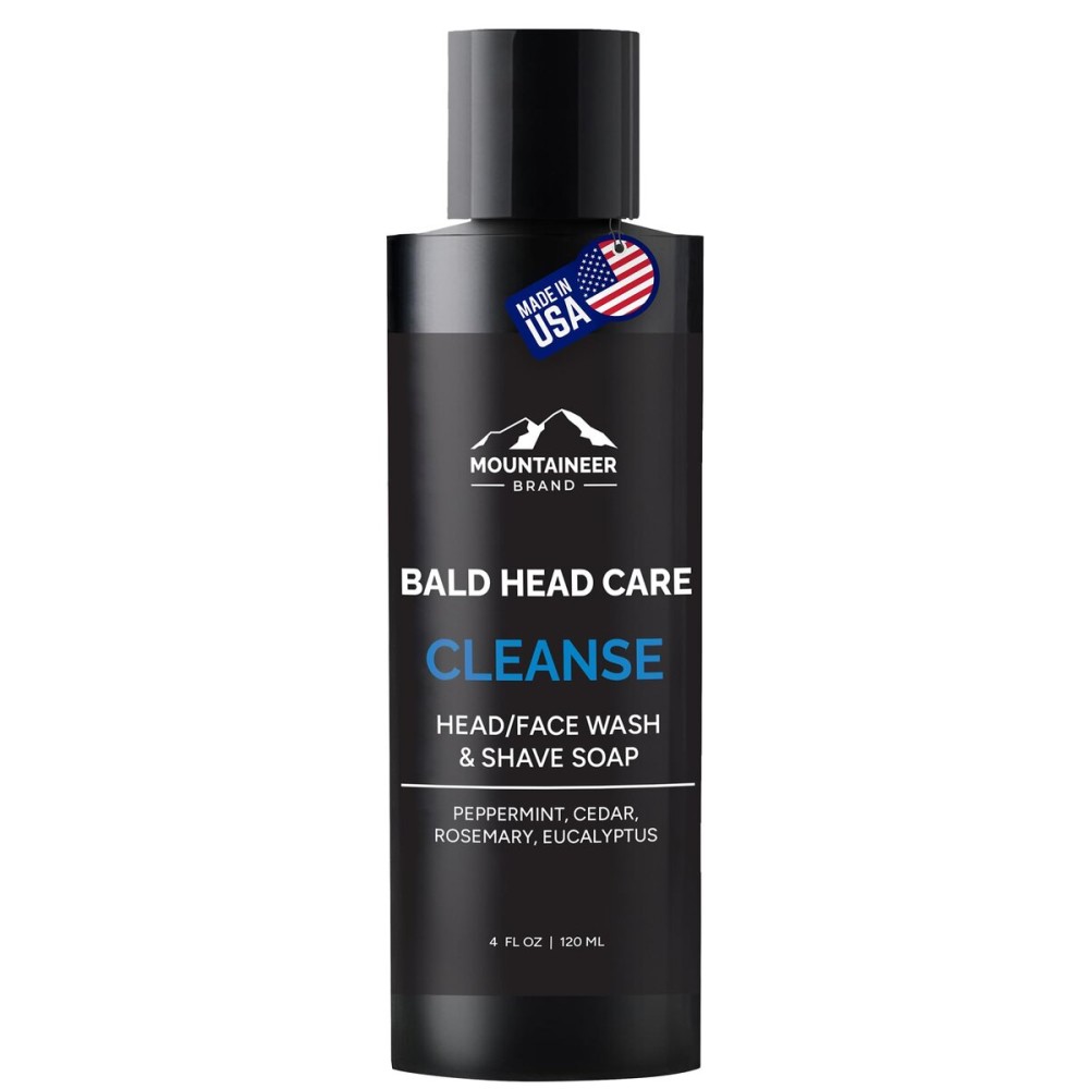 Mountaineer Brand Natural Bald Head Shampoo with Fresh & Natural Scent | Daily Scalp & Face Soap Wash | Bald Head Care for Men | Made in West Virginia | Cleanse | 4oz