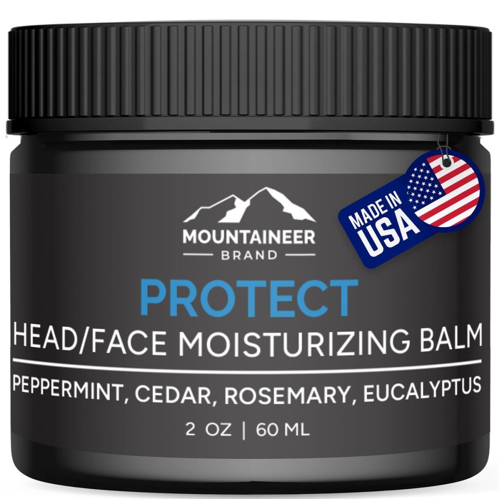 Mountaineer Brand Natural Moisturiser with Fresh & Natural Scent | Bald Head Care for Men | Non-Greasy Scalp and Face Balm | Made in West Virginia | Protect | 2oz