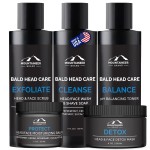 Mountaineer Brand Ultimate Bald Head Care Gifts Bundle For Men | All Natural 5 Step Skin Care for Healthy Scalp & Face | Exfoliate Scrub | Cleanse Wash | Shine Away | Moisturizing Balm | Detox