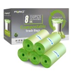 Compostable Trash Bags - FORID 8 Gallon Garbage Bags 150 Count Trash Can Liners 30 Liter Unscented Medium Wastebasket Bags for Kitchen Bathroom Home Office Garbage Can (5Rolls/Green) - Durable & Thick