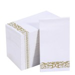 Vplus 200 Pack Paper Napkins Guest Towels Disposable Premium Quality 3-ply Dinner Napkins Disposable Soft, Absorbent, Perfect for Kitchen, Wedding, Parties, Dinners or Events (Gold)