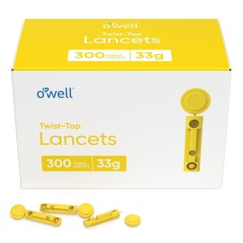 OWELL Twist Top Lancets, Sterile Lancets for Diabetes Testing, Lancets for Diabetic & Blood Sugar Test, Ultra-Thin Lancet for Thinner and Sensitive Skin, 33 Gauge, 300 Count