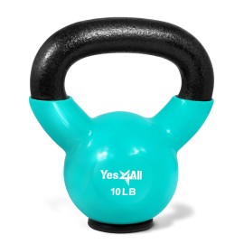 Yes4All Kettlebells Weights Cast Iron Rubber Base For Home Gym and Strength Training, Workout Equipment For Dumbbell Exercise