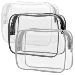 PACKISM Clear Makeup Bag 3 Medium - TSA Approved Toiletry Bag, Travel Clear Toiletry Bag, Black White Grey