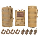 R.SASR Sports Mesh Water Bottle Bag - Molle Holder, Carrier - Travel Pouch for Water Bottles (Tan-3Pouch)