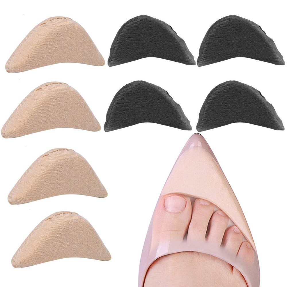 Toe Inserts for Shoes Too Big, 4 Pairs Shoe Inserts for Women Men, Foam Toe Filler, Shoe Fitters, Black and Beige