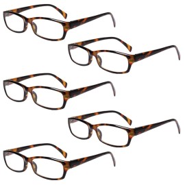 Henotin 5-Pack Reading Glasses Blue Light Blocking Anti Eyestrain Computer Reading Glasses for Women and Men Readers (5 Pack Tortoise, 1.75, Diopters)