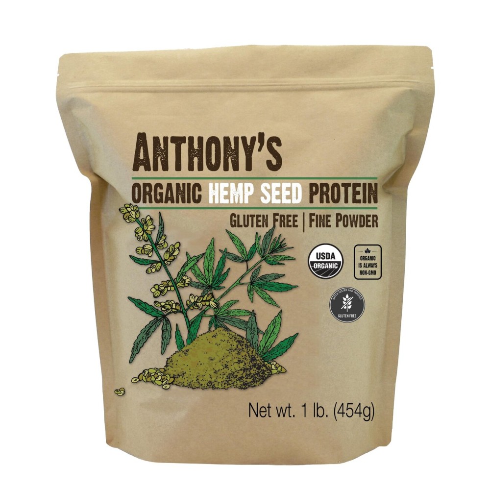 Anthony\'s Organic Hemp Seed Protein Powder, 1 lb, Cold Pressed, Gluten Free, Non GMO, Fine Powder