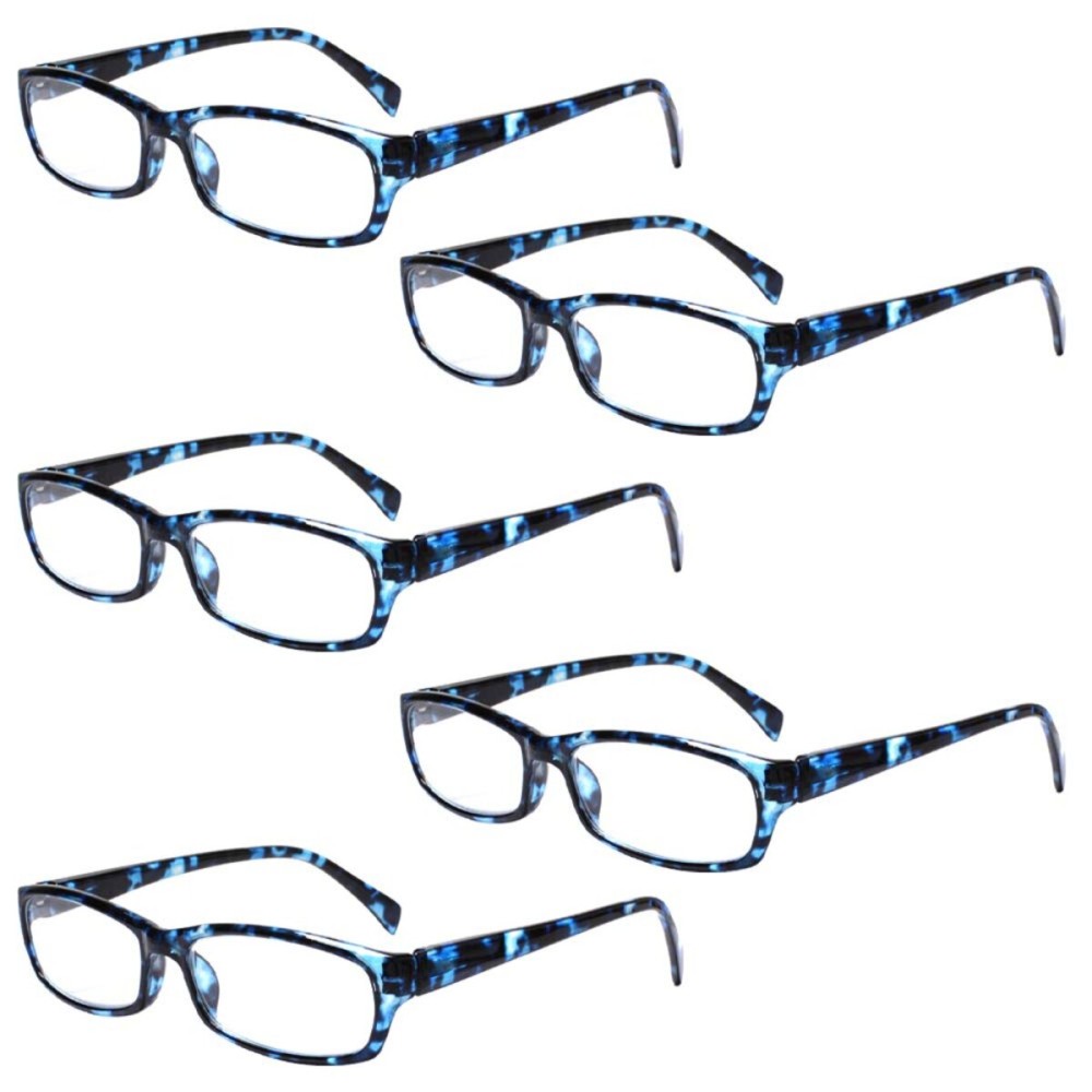 Henotin 5-Pack Reading Glasses Blue Light Blocking Anti Eyestrain Computer Reading Glasses for Women and Men Readers (5 Pack blue, 4.00)