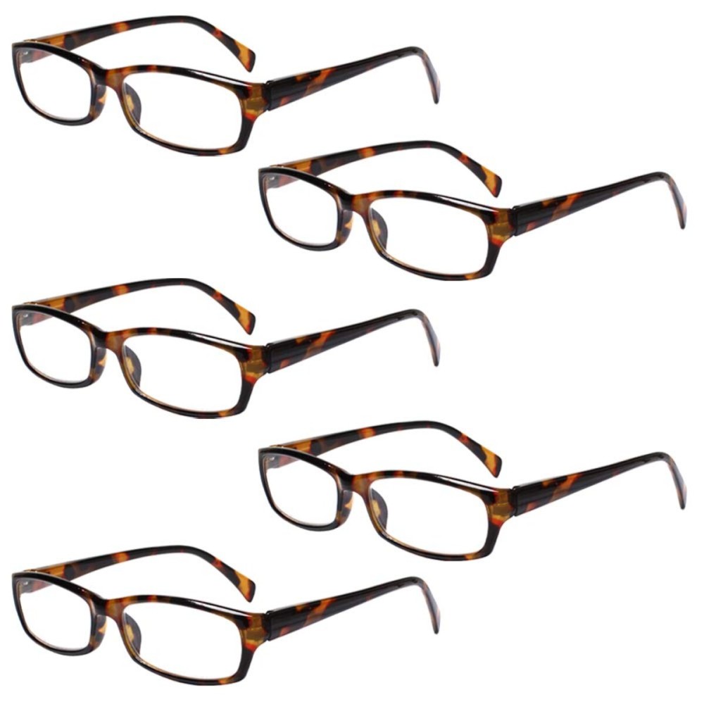 Henotin 5-Pack Reading Glasses Blue Light Blocking Anti Eyestrain Computer Reading Glasses for Women and Men Readers (5 Pack Tortoise, 4.00, Diopters)