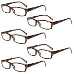 Henotin 5-Pack Reading Glasses Blue Light Blocking Anti Eyestrain Computer Reading Glasses for Women and Men Readers (5 Pack Tortoise, 4.00, Diopters)