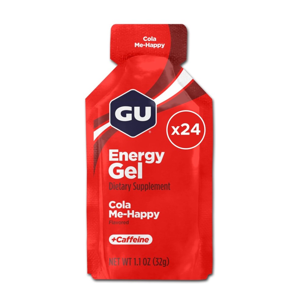 GU Energy Original Sports Nutrition Energy Gel, Vegan, Gluten-Free, Kosher, and Dairy-Free On-the-Go Energy for Any Workout, 24-Count, Cola Me-Happy