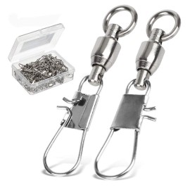 AMYSPORTS Fishing Swivels with Interlock Snap Ball Bearing Swivels Saltwater Freshwater Fishing Tackle Leader Lure Jigs Line Connector 25pcs 24lbs