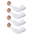 Feeke Arm Sleeves for Men and Women, Sleeve to Cover Arms for Men and Women, UV Protection Cooling 4-Pairs Anti-Slip Compression Sun Sleeves for Cycling Outdoor Sports White