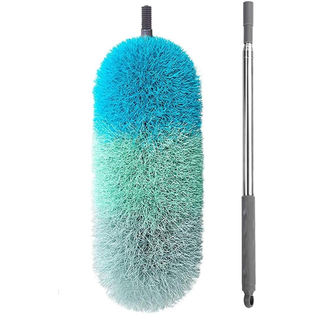 BOOMJOY Microfiber Feather Duster with 100 inches Extension Pole, Dusters for Cleaning High Ceiling, Fan, Blinds, Furniture