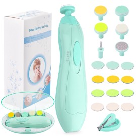 Baby Nail Trimmer Electric Nail File Baby Nail Clippers, 20 in 1 Safe Nail Filer Grinder Kit for Newborn Infant Toddler Kids or Adults Toes Fingernails Care Trim Polish, Led Light and Grinding Heads