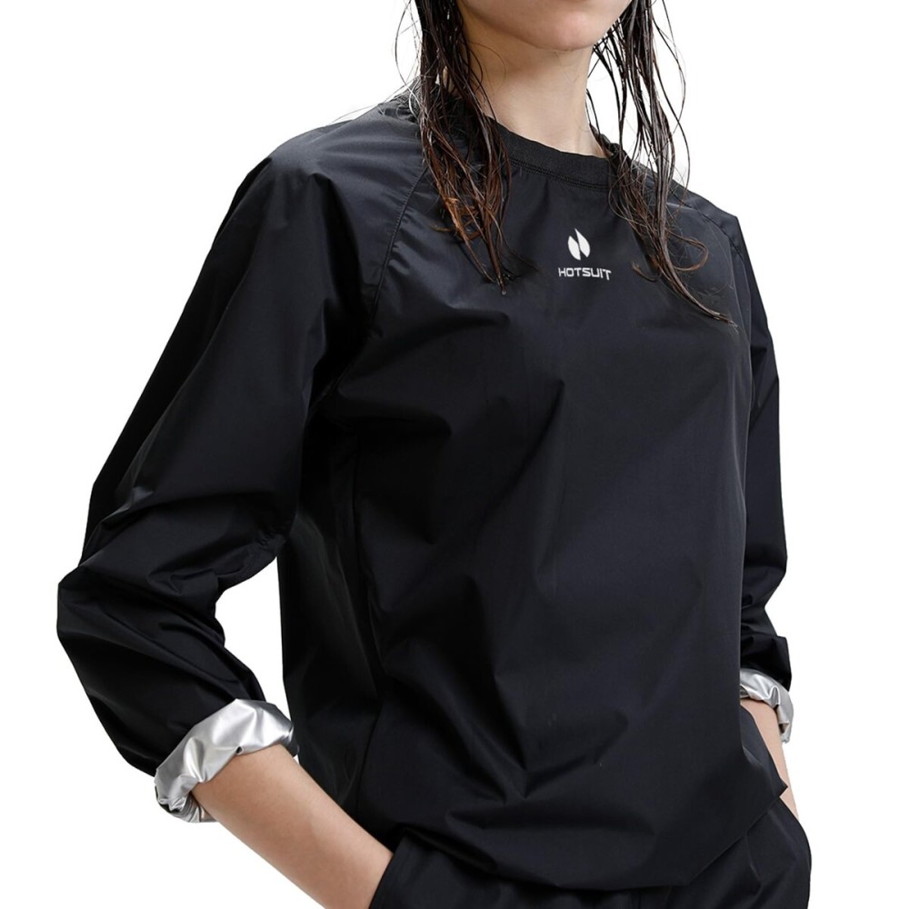 HOTSUIT Sauna Jackets Women Workout Sauna Shirts Anti Rip Gym Sweat Suit, Black, S