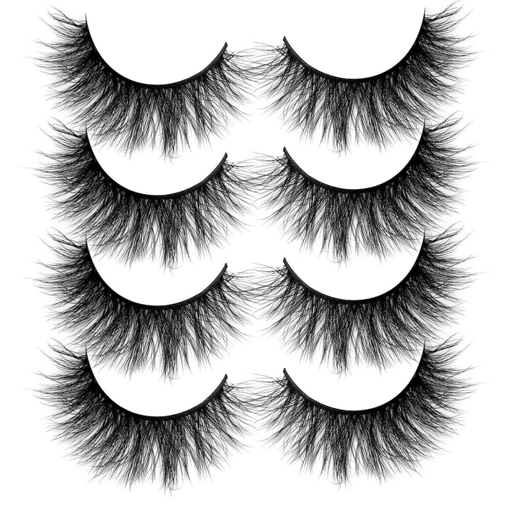 ALICROWN Faux Mink Lashes Pack 3D Volume Natural Thick Volume Wispies Cross False Eyelashes