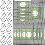 16 Pack Bamboo Charcoal Air Purifying Bag, Activated Charcoal Bags Odor Absorber, Moisture Absorber, Natural Car Air Freshener, Shoe Deodorizer, Odor Eliminators For Home, Pet, Closet (16x50g)