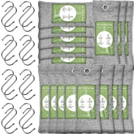 16 Pack Bamboo Charcoal Air Purifying Bag, Activated Charcoal Bags Odor Absorber, Moisture Absorber, Natural Car Air Freshener, Shoe Deodorizer, Odor Eliminators For Home, Pet, Closet (16x50g)