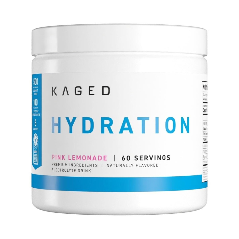 Kaged Electrolyte Hydration Powder Hydracharge Pink Lemonade Sports Drink for Men and Women Pre, Post, Intra Workout Supplement 60 Servings