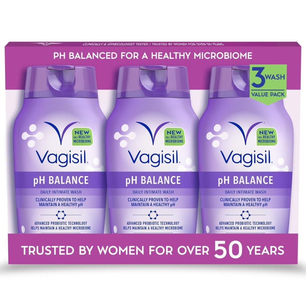 Vagisil Feminine Wash for Intimate Area Hygiene, pH Balance, Gynecologist Tested, Hypoallergenic, 12 oz, (Pack of 3)