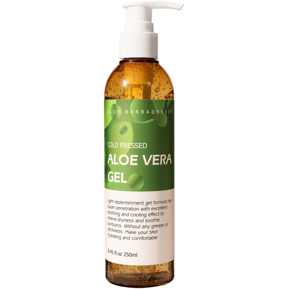 benatu Aloe Vera Gel for Face and Hair, 100% Pure Cold Pressed, Natural Facial Moisturizer for Sunburn Relief, Ance, Skin Care (8.45 fl oz)