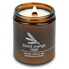 Hemlock Park Crackling Wood Wick Candle Handcrafted with Natural Coconut Wax (Standard 8 oz, Blood Orange Sage)