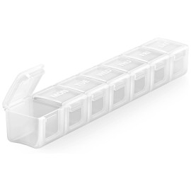 Sukuos Extra Large Weekly Pill Organizer, 7 Day Daily Pill Box Case Arthritis Friendly, Silkscreen Printed Medicine Container with Clear Lid for Vitamins, Fish Oils or Supplements (White)