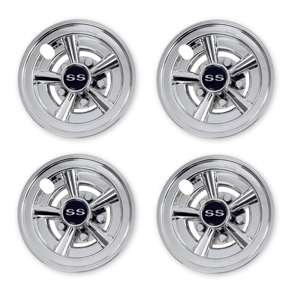 NOKINS Golf Cart Hubcaps 8 Inch Set of 4, Club Car/Ezgo/Yamaha Tires Wheel Covers,Chrome Accessory & Accessories