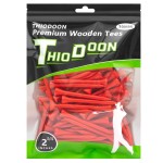 THIODOON Golf tees 2 3/4 inch Less Friction Wood Tees Training for Golfer Professional Natural Wood Golf tees Bulk 100 Count Golfing Tees(Red,2-3/4 inch 70mm)