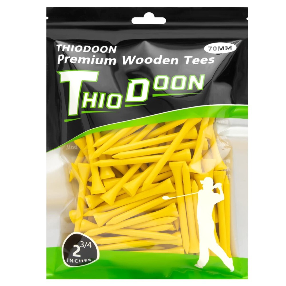 THIODOON Golf tees 2 3/4 inch Less Friction Wood Tees Training for Golfer Professional Natural Wood Golf tees Bulk 100 Count Golfing Tees